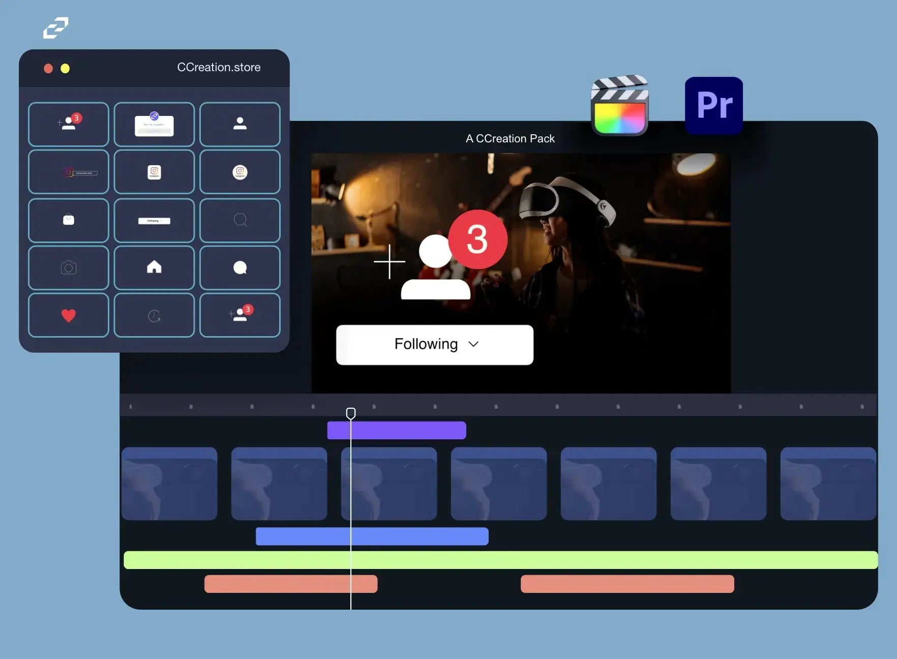 Instagram Animated Icons for Final Cut Pro - Social Media Icons - CCreation Store