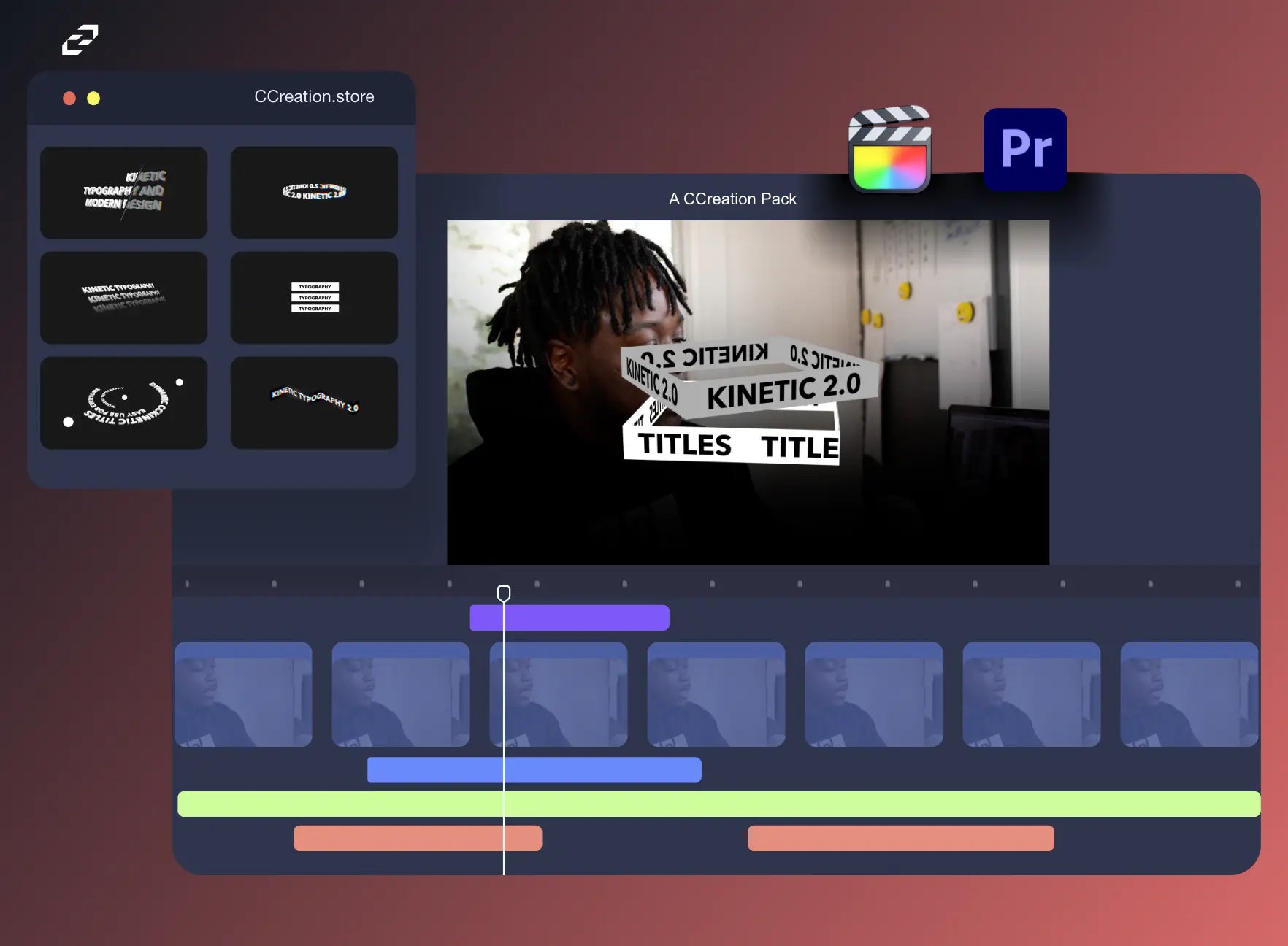 Kinetic Title Pack for Final Cut Pro, Premiere Pro  - Editable Video Templates - CCreation Store