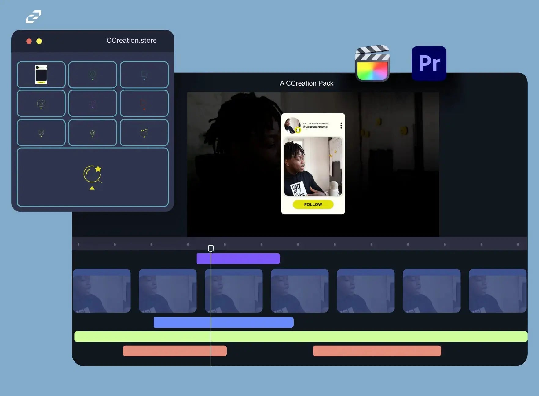 Snapchat Animated Icons for Final Cut Pro - Social Media Icons - C Creation Store