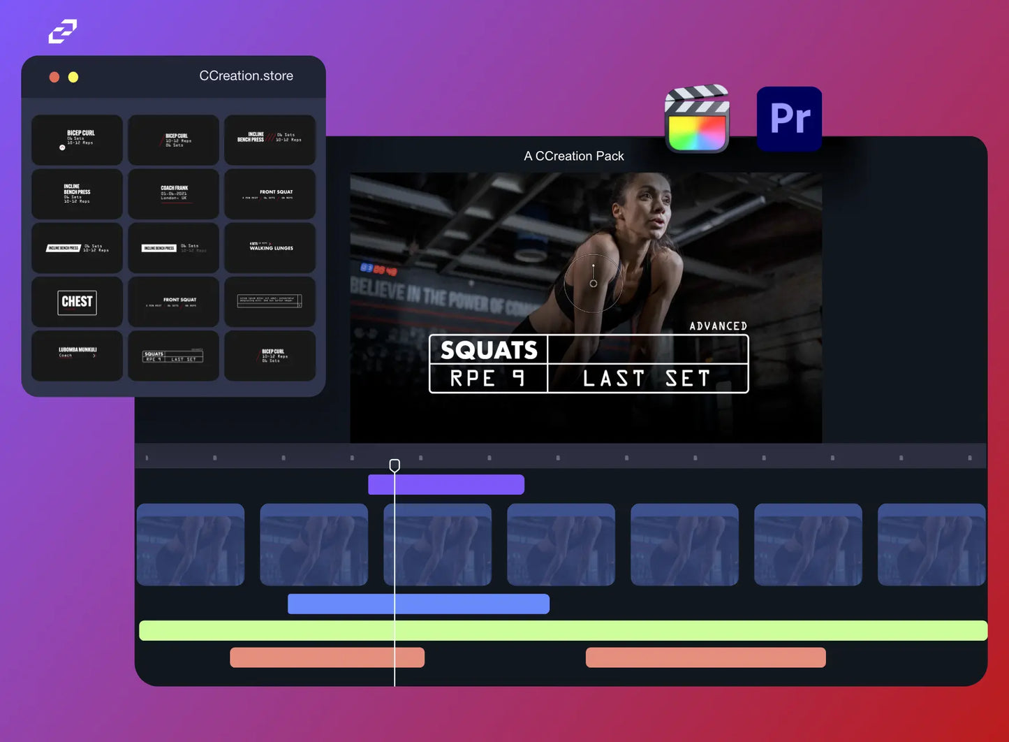 Fitness Lower Thirds - Editable Video Templates for Final Cut Pro - CCreation Store