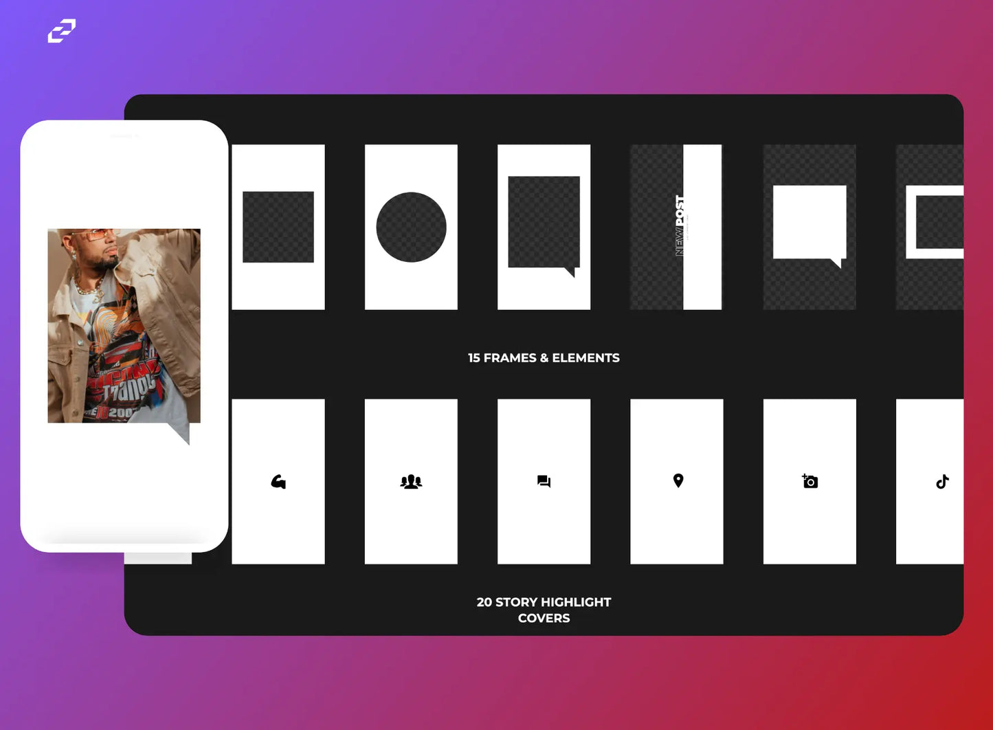 Instagram Story Graphic Overlays, Content Elements inc. days of week - CCreation Store