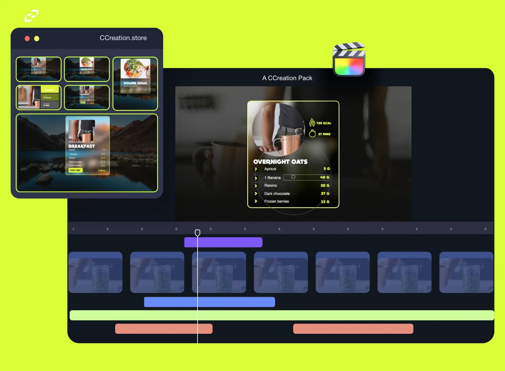Infographic Recipe Templates for Final Cut Pro - Editable Fitness Templates - C Creation Store