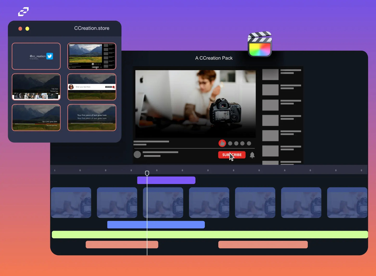 YouTube Graphics Pack for Final Cut Pro - Editable Video Templates and Titles - C Creation Store