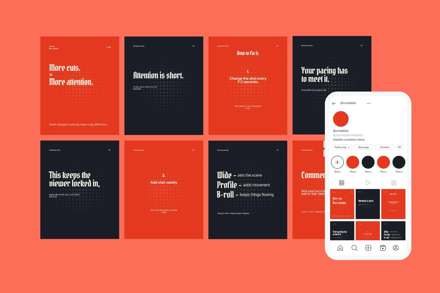 Clean Collection – Instagram Carousel Template Pack (Canva, Figma, Adobe XD, InDesign & Photoshop) ccreation.store
