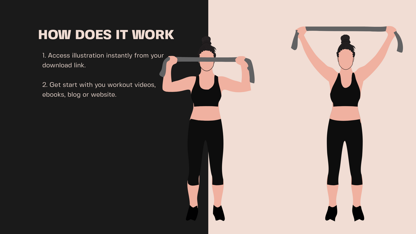 Female Exercise Illustrations - 40+ PNG Workout Clipart, Fitness Clipart, DFY Content for Workouts