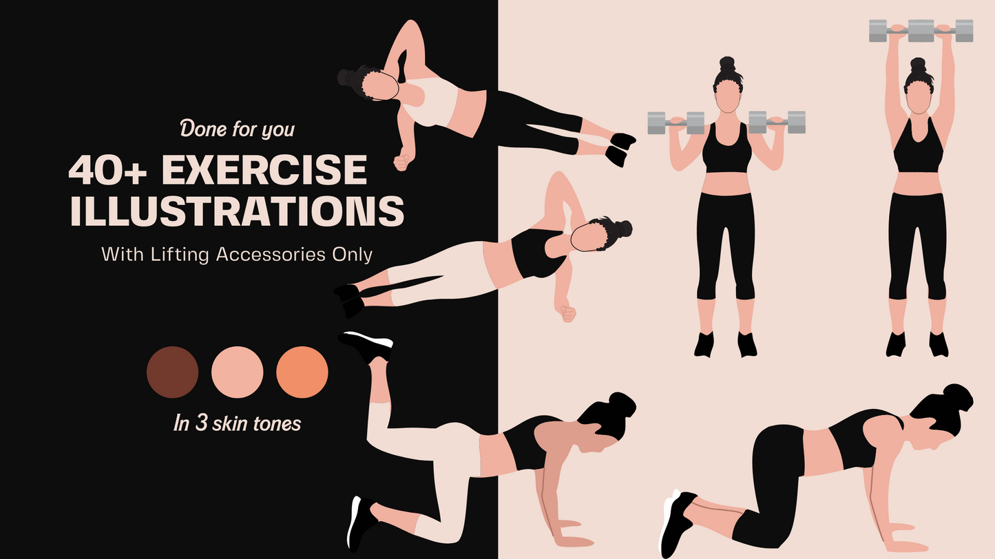 Female Exercise Illustrations - 40+ PNG Workout Clipart, Fitness Clipart, DFY Content for Workouts