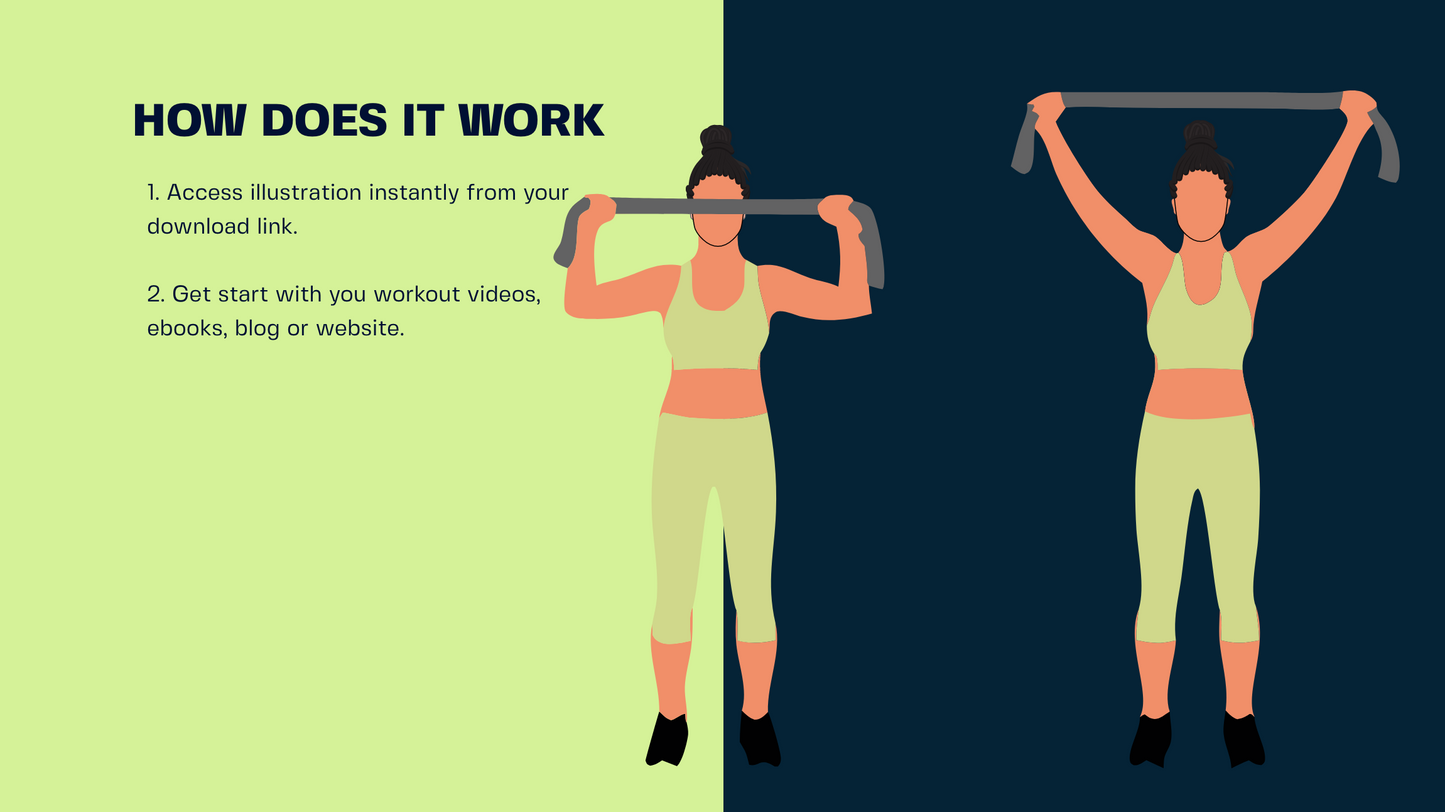 Female Exercise Illustrations - 40+ PNG Workout Clipart, Fitness Clipart, DFY Content for Workouts