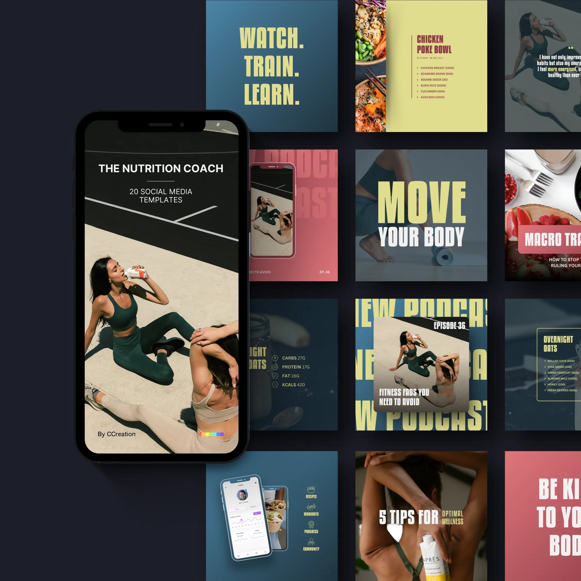 Social Media Instagram Templates - Customisable in Canva - Nutritionist Coach Personal Trainer - C Creation Store
