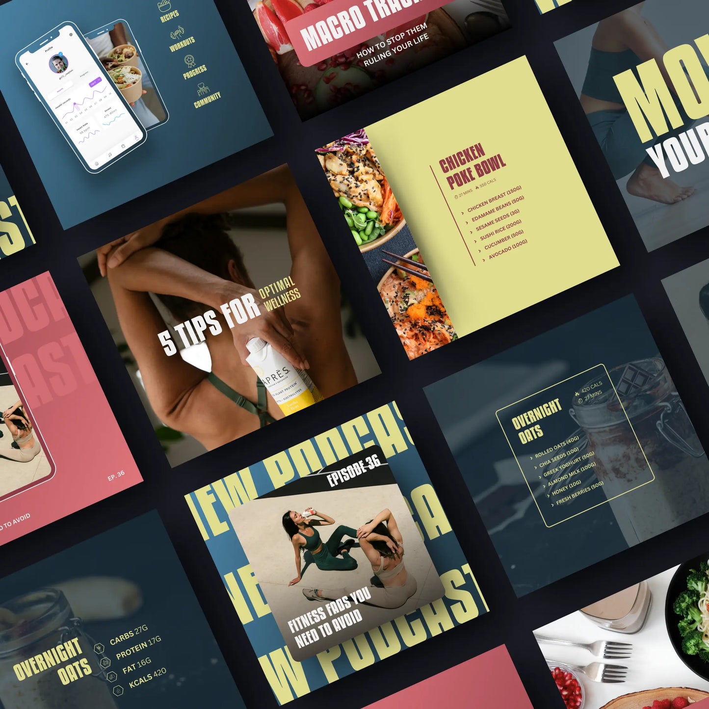 Social Media Instagram Templates - Customisable in Canva - Nutritionist Coach Personal Trainer - C Creation Store