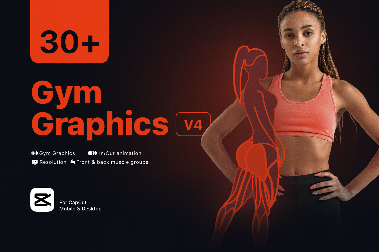 Fitness Graphic V4 Female Front & Back For Capcut ccreation.store