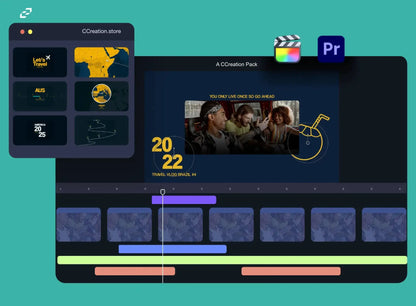 Final Cut Pro & Premiere Pro Animated Travel Graphic Pack, Elements including maps, titles and icons - CCreation.Store
