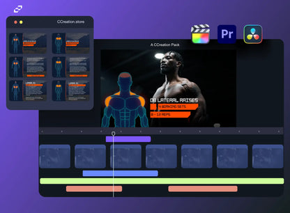 Ectomorph Gym Graphics, Fitness Video Templates, Final Cut Pro, Premiere Pro, DaVinci Resolve - CC creation Store