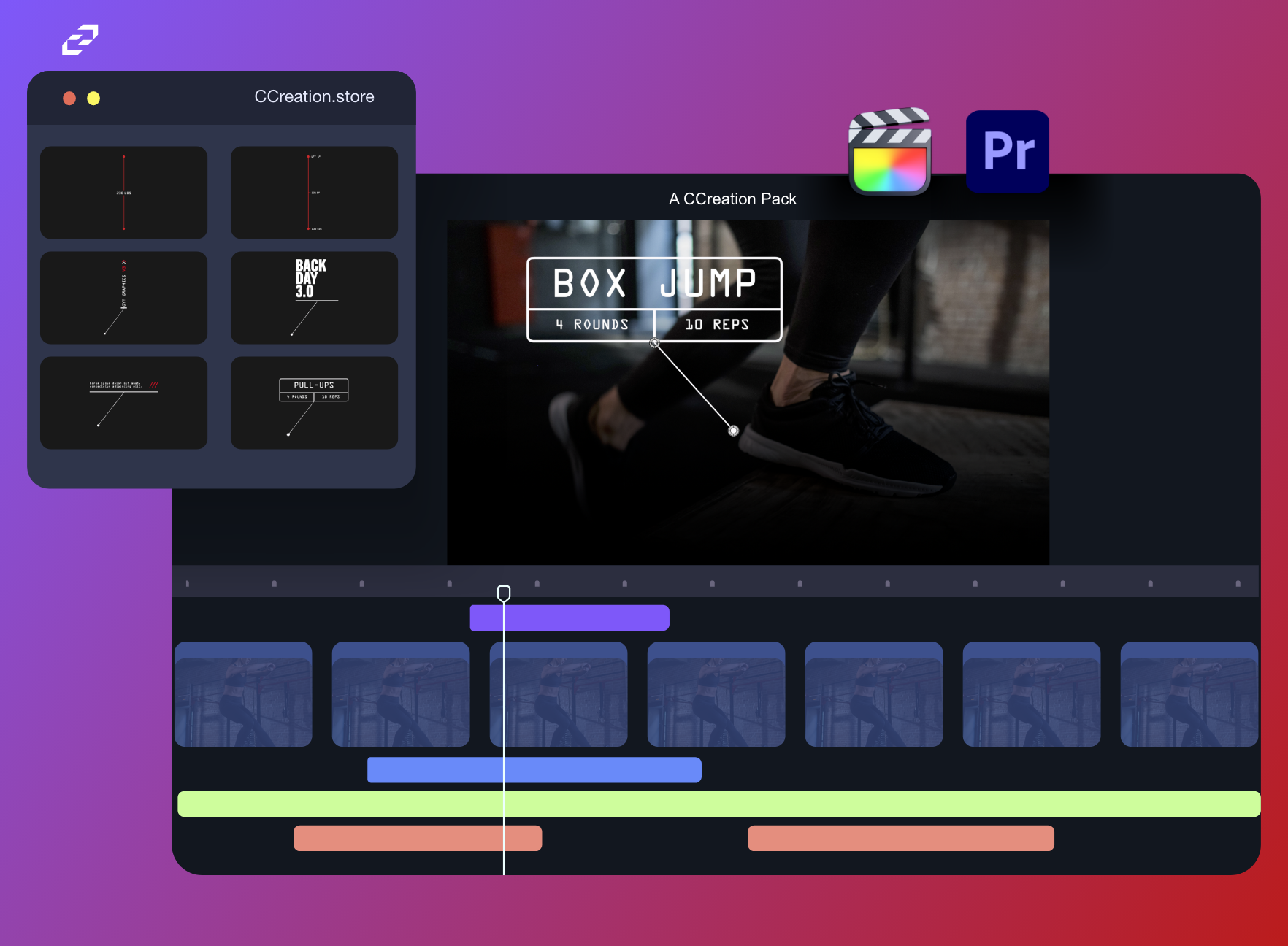 Final Cut Pro Fitness Callout Templates - Editable Video Templates - CCreation Store