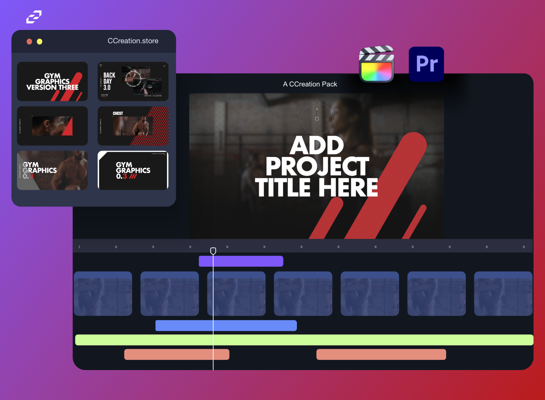 Fitness Creator Bundle - Final Cut Pro, Premiere Pro Bundle including Titles, Transitions, Times and More - C Creation Store