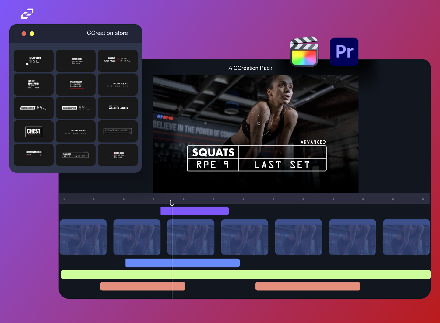 Fitness Lower Thirds - Editable Video Templates for Final Cut Pro - CCreation Store