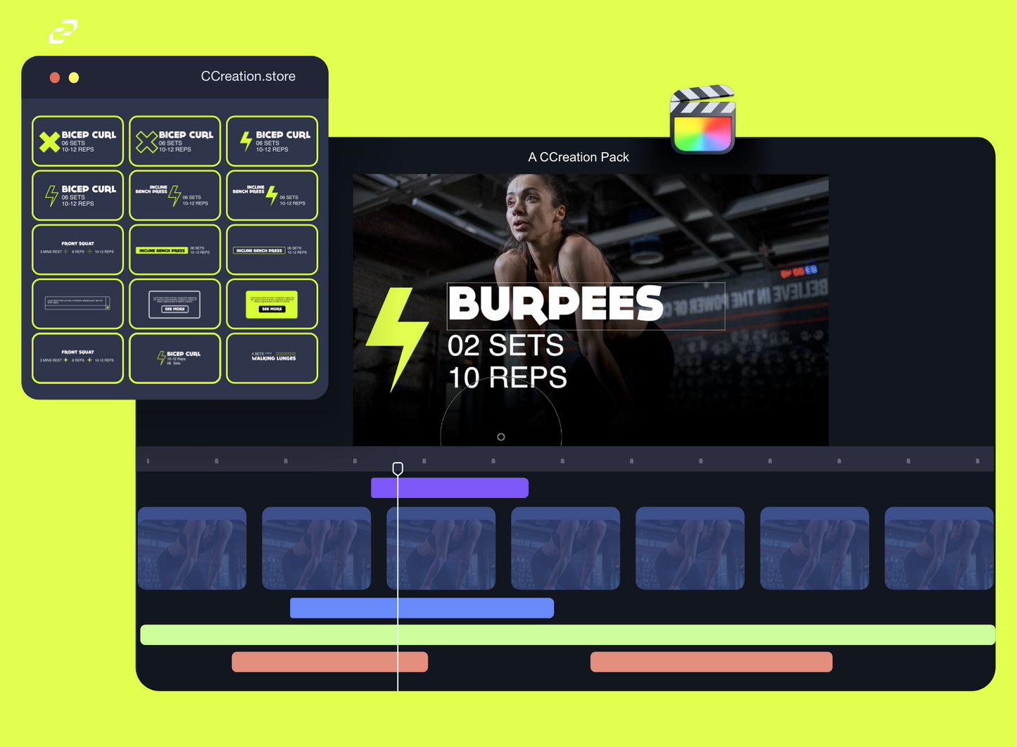 Fitness Lower Thirds - Editable Video Templates for Final Cut Pro - C Creation Store