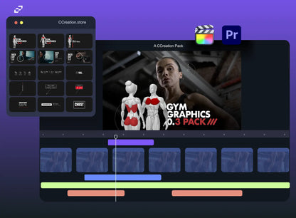 Muscle Diagram Gym Graphics  - Editable Fitness Templates - Final Cut Pro, DaVinci Resolve, Premiere Pro - CCreation Store