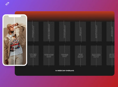 Instagram Story Graphic Overlays, Content Elements inc. days of week - CCreation Store