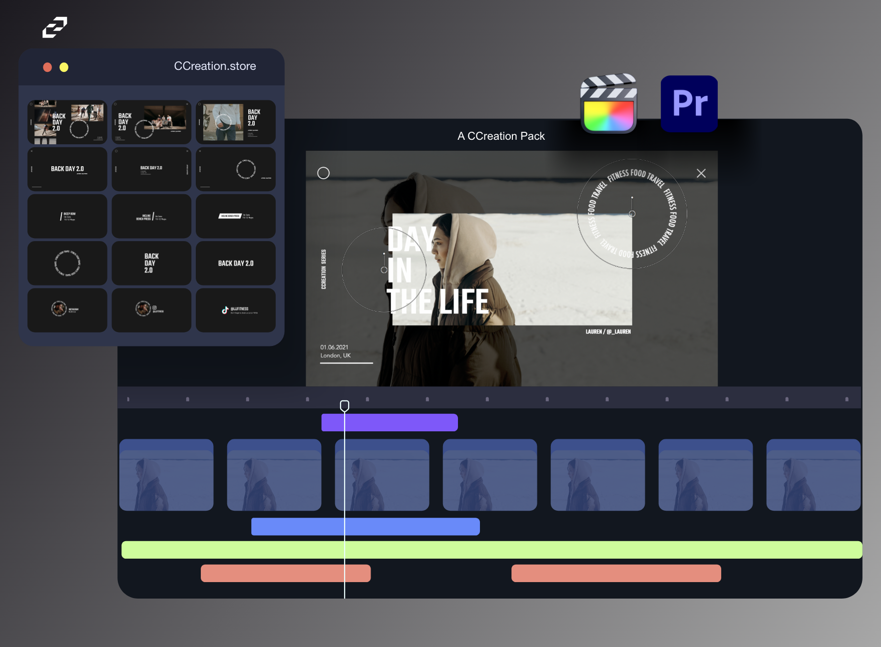 Animated Titles, Infographics, Overlays - Editable Video Elements for Final Cut Pro, Premiere Pro - C Creation Store