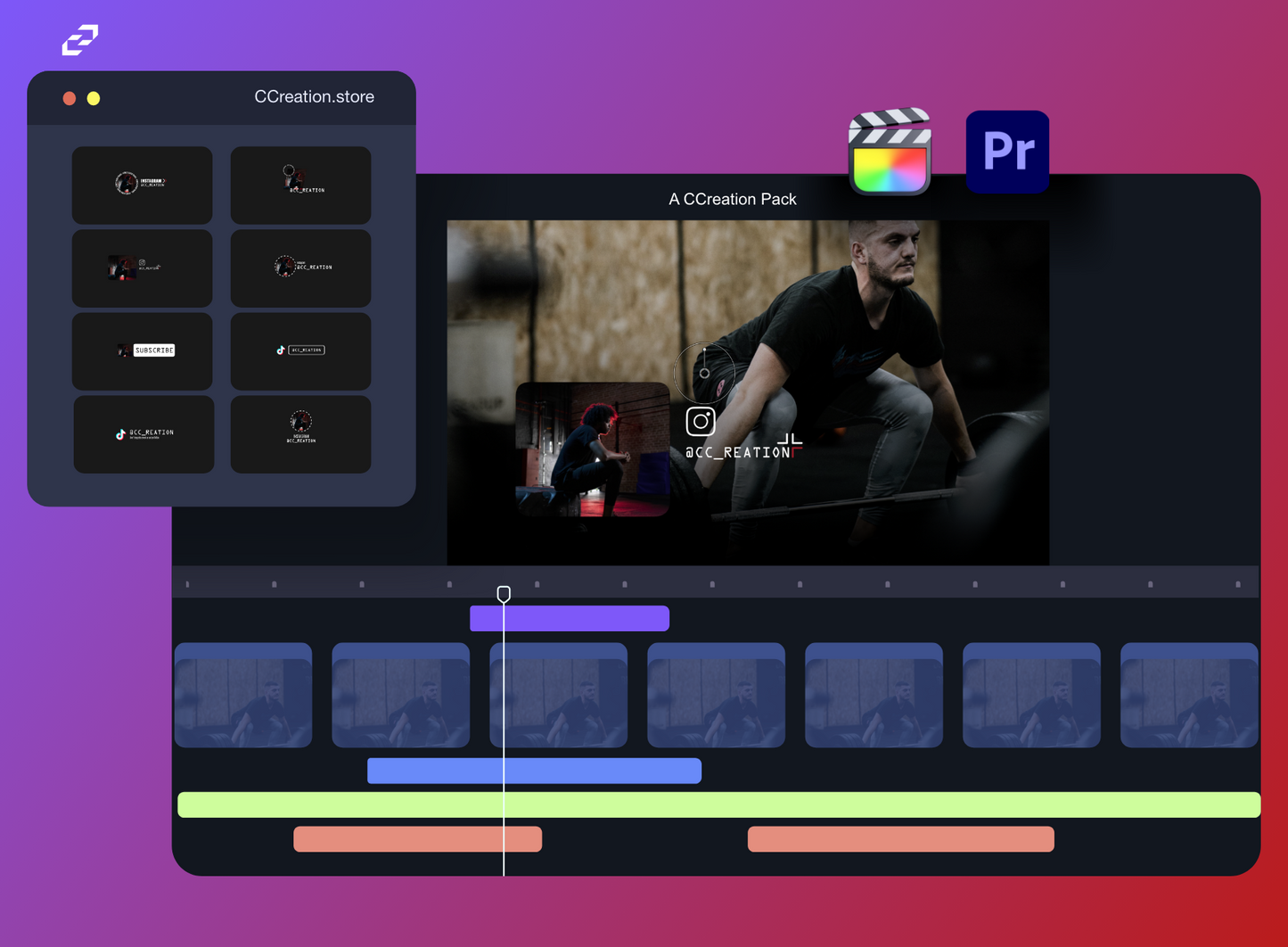  Social Media handle Titles for Final Cut Pro, Premiere Pro - Editable Icons and Graphics - CCreation Store