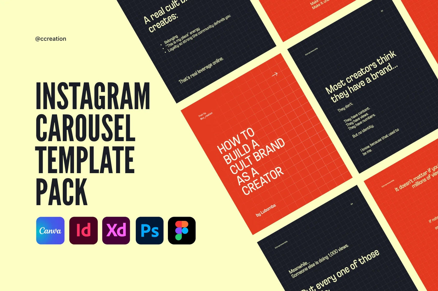 Clean Collection – Instagram Carousel Template Pack (Canva, Figma, Adobe XD, InDesign & Photoshop) ccreation.store
