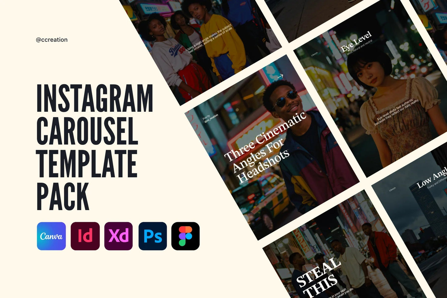 Clean Collection – Instagram Carousel Template Pack (Canva, Figma, Adobe XD, InDesign & Photoshop) ccreation.store