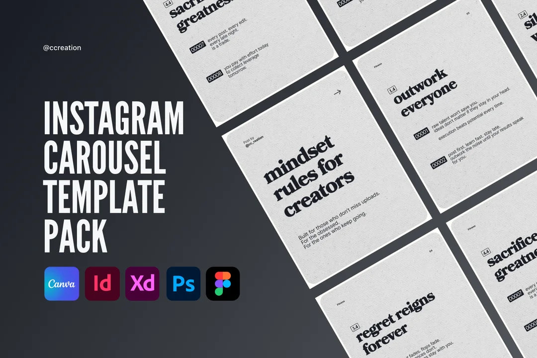 Clean Mindset Collection – Instagram Carousel Template Pack (Canva, Figma, Adobe XD, InDesign & Photoshop) ccreation.store