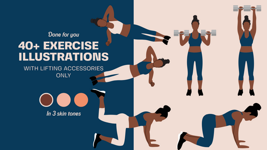 African American Female Exercise Illustrations - 40+ PNG Workout Clipart, Fitness Clipart, DFY Content for Workouts