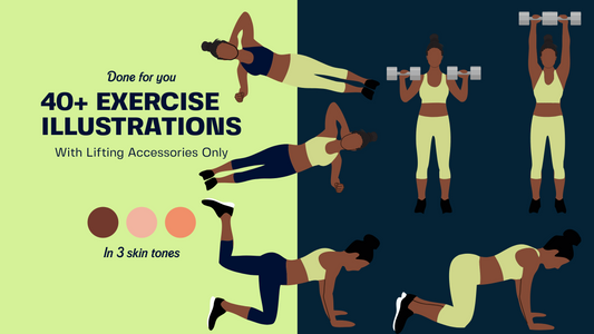 African American Female Exercise Illustrations - 40+ PNG Workout Clipart, Fitness Clipart, DFY Content for Workouts
