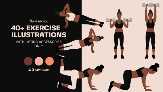 African American Female Exercise Illustrations - 40+ PNG Workout Clipart, Fitness Clipart, DFY Content for Workouts