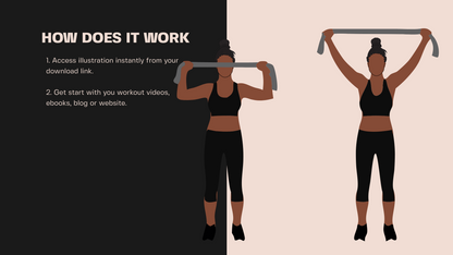 African American Female Exercise Illustrations - 40+ PNG Workout Clipart, Fitness Clipart, DFY Content for Workouts