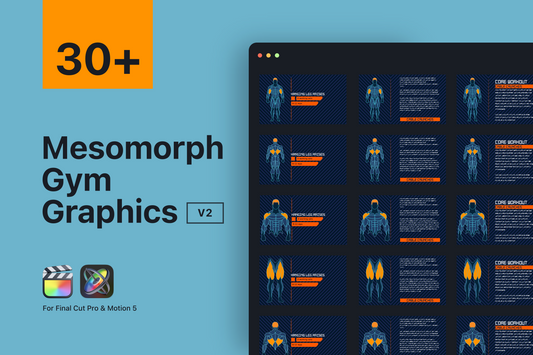 Mesomorph Gym Graphics For Final Cut Pro, Premiere Pro & DaVinci Resolve ccreation.store