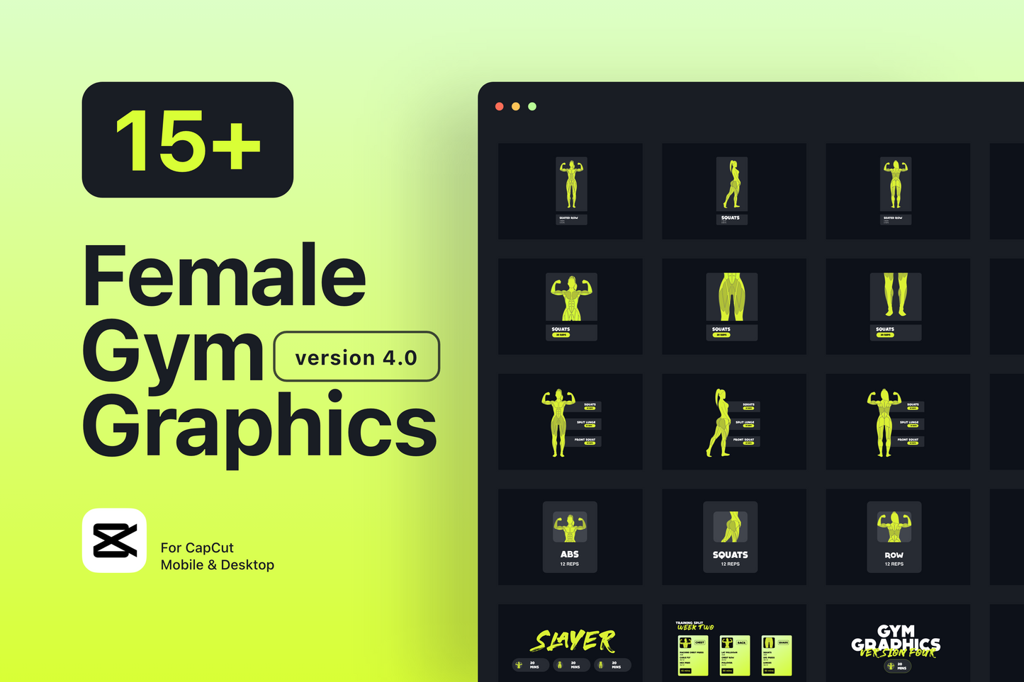 Gym Graphic V4 Female Bundle For Capcut ccreation.store