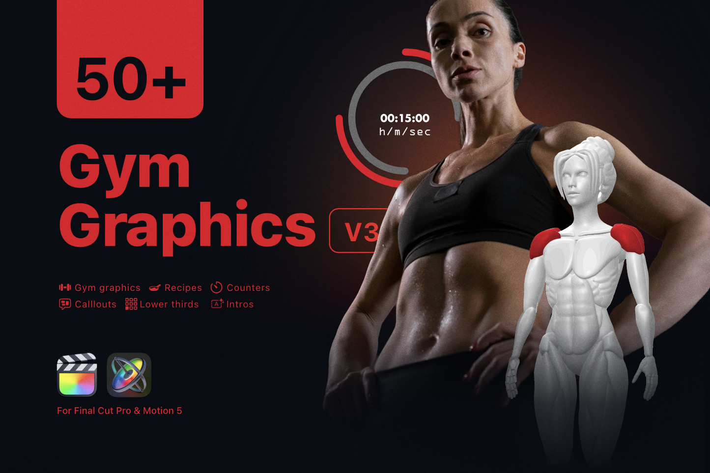 Gym Graphic V3 Pack For Final Cut Pro & Premiere Pro ccreation.store