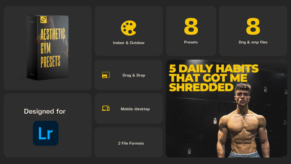 8 Gym Aesthetic lightroom presets Mo Samuels