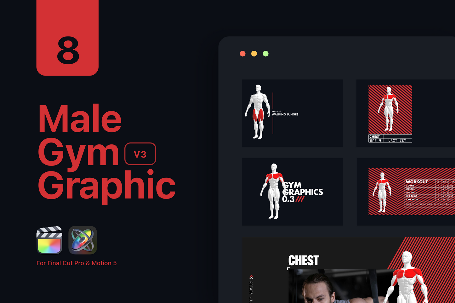 Gym Graphic V3 Pack For Final Cut Pro & Premiere Pro ccreation.store