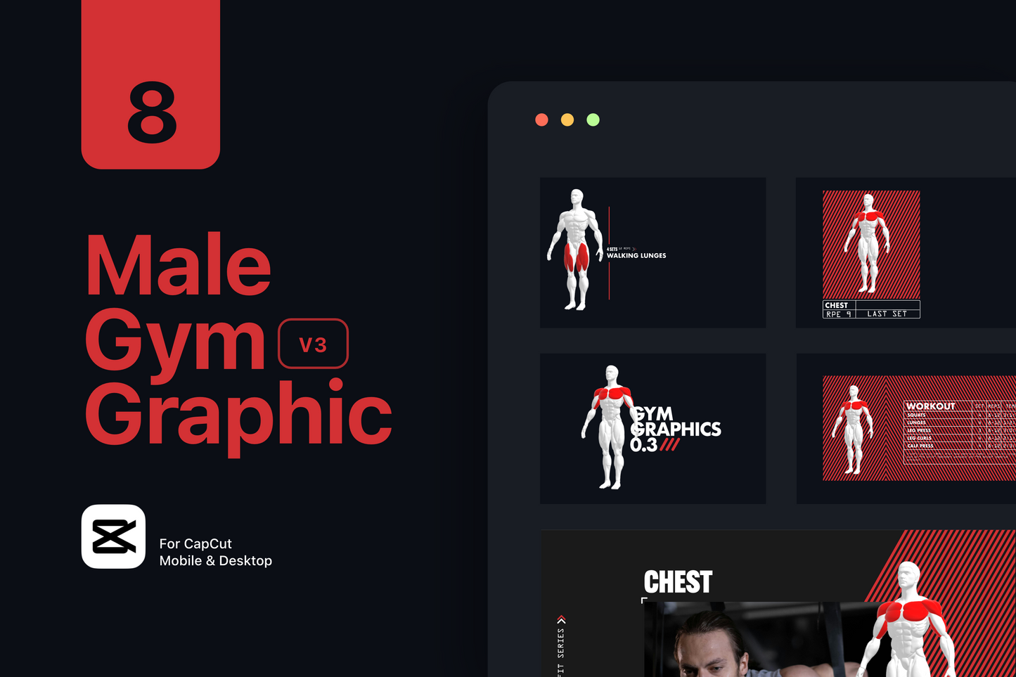 Gym Graphics V3 Pack - CapCut ccreation.store