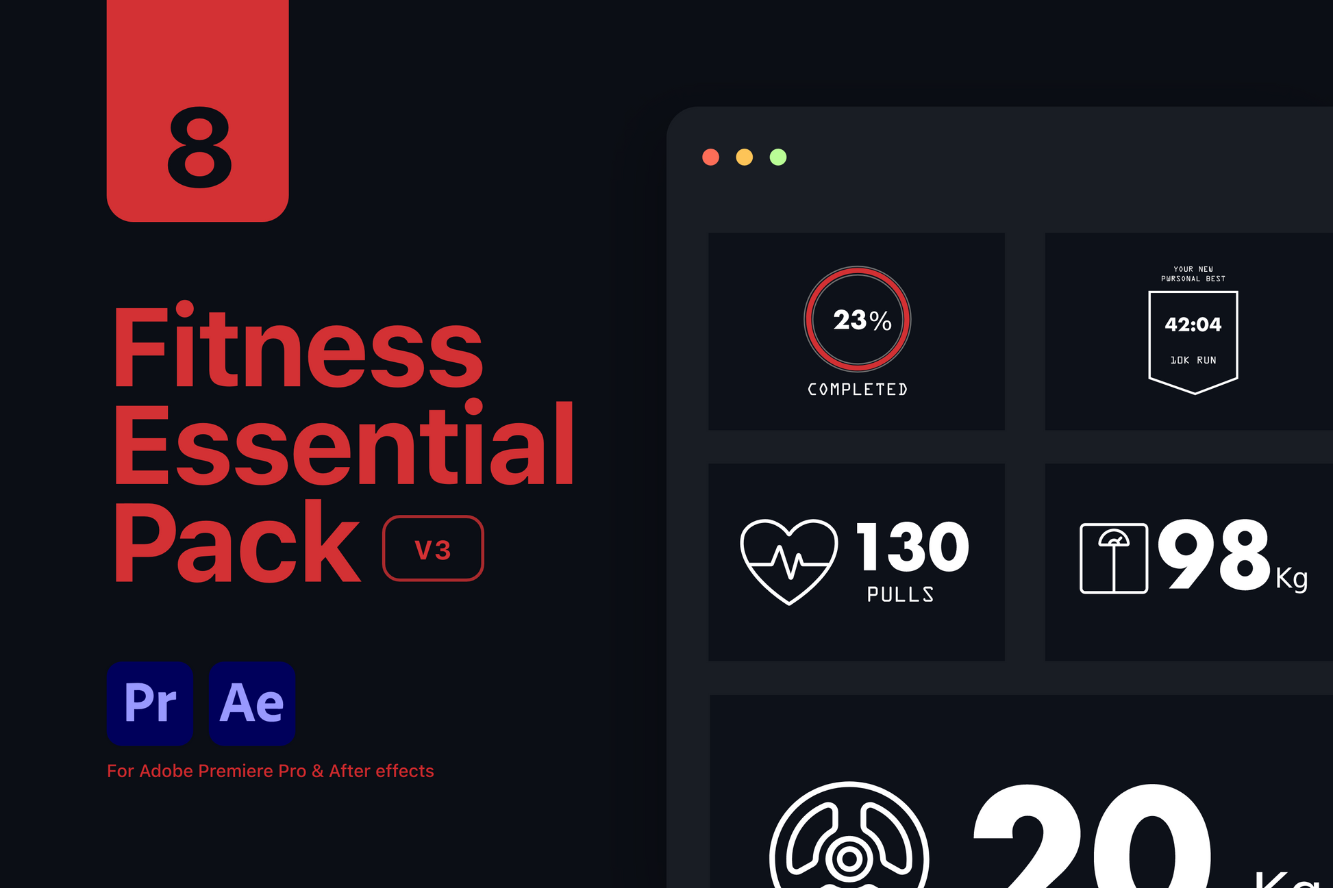 Fitness Title Pack for Final Cut Pro and Premiere Pro ccreation.store