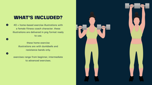Female Exercise Illustrations - 40+ PNG Workout Clipart, Fitness Clipart, DFY Content for Workouts