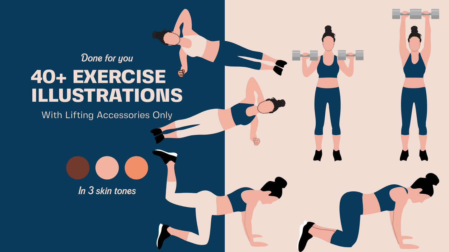 Female Exercise Illustrations - 40+ PNG Workout Clipart, Fitness Clipart, DFY Content for Workouts