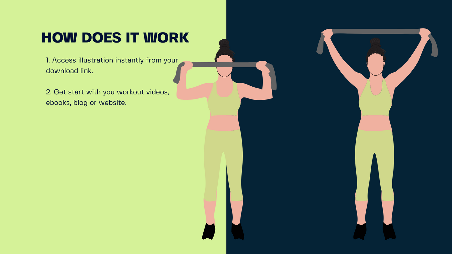 Female Exercise Illustrations - 40+ PNG Workout Clipart, Fitness Clipart, DFY Content for Workouts