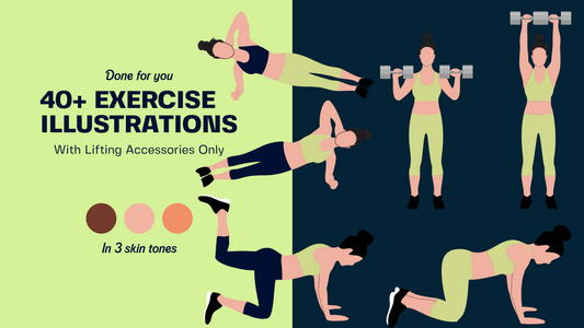 Female Exercise Illustrations - 40+ PNG Workout Clipart, Fitness Clipart, DFY Content for Workouts