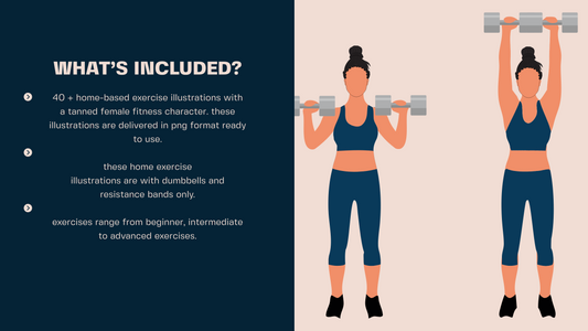Female Exercise Illustrations - 40+ PNG Workout Clipart, Fitness Clipart, DFY Content for Workouts