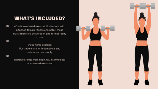 Female Exercise Illustrations - 40+ PNG Workout Clipart, Fitness Clipart, DFY Content for Workouts