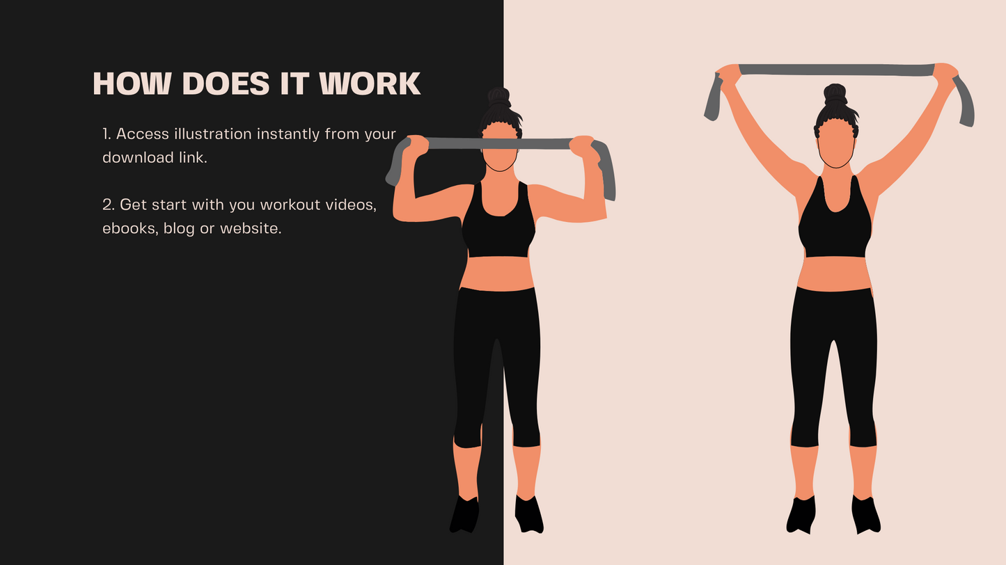 Female Exercise Illustrations - 40+ PNG Workout Clipart, Fitness Clipart, DFY Content for Workouts