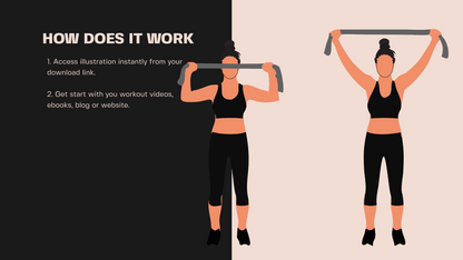 Female Exercise Illustrations - 40+ PNG Workout Clipart, Fitness Clipart, DFY Content for Workouts