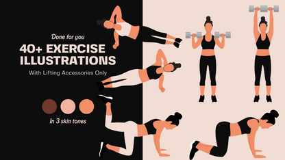 Female Exercise Illustrations - 40+ PNG Workout Clipart, Fitness Clipart, DFY Content for Workouts