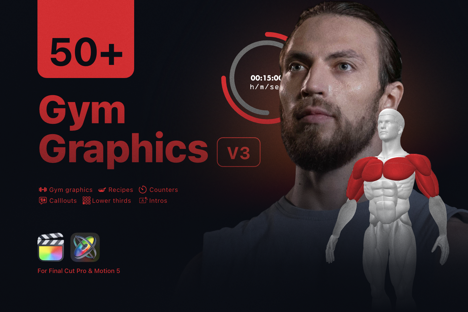 Gym Graphics V3 Male For Final Cut Pro & Premiere Pro ccreation.store