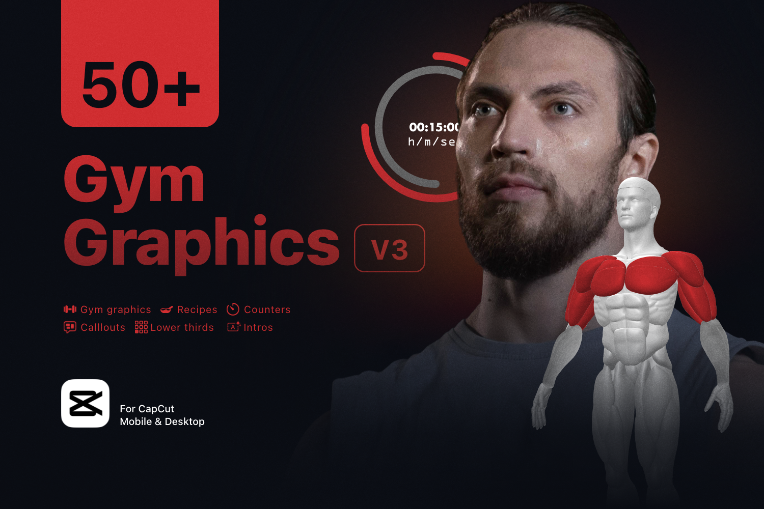 Male Gym Graphics V3 - CapCut ccreation.store