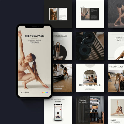 Social Media Instagram Templates - Customisable in Canva - Yoga Pilates Studio and Instructors - Wellness Content Creators - C Creation Store